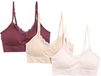 Nordstrom Rack Everyday 3-Pack Lace Bralettes in Pink Frosty Burgundy Multi at Nordstrom Rack, Size X-Large