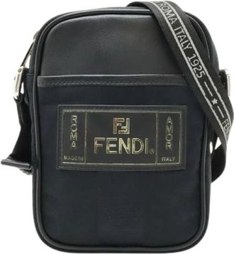 Fendi Pre-owned Pequin Nylon Leather Shoulder Bag - Dames - Vintage Schoudertas - Zwart - ONE Size - Nylon - Vintage
