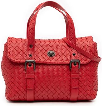Bottega Veneta 2012-2025 Nappa Intrecciato Flap satchel - Rosso