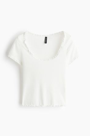 H&M Shirt mit Spitzenborten - Weiss