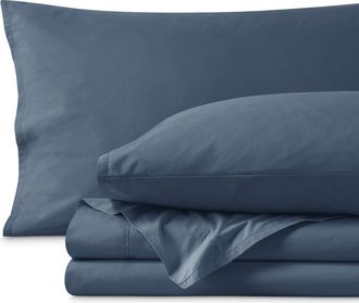 Bare Home 100% Organic Cotton Percale Cooling Sheet Set in Bering Sea at Nordstrom, Size Twin Xl