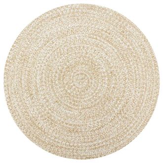 vidaXL Alfombra De Yute Tejida A Mano Blanco Y Natural 120 Cm Vidaxl