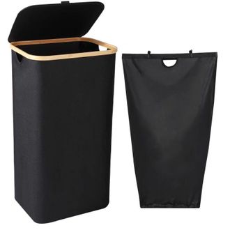 OEM Cesto De Ropa (negro), Cesto De Ropa De 100 L Con Tapa Y Asas - Contenedor De Ropa Sucia Con Bolsa Extra&iacute;ble - Cesto De Ropa Plegable De Gran Capacida