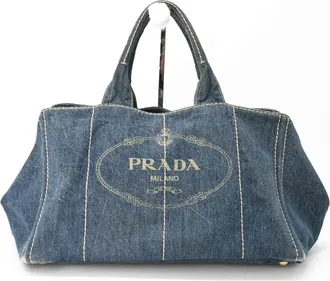 Prada Blue Denim Handbag Shoulder Bag Tote Bag (Pre-Owned)