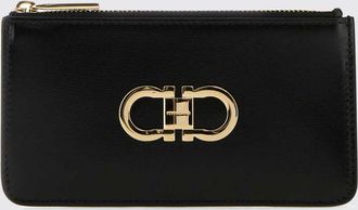 Ferragamo Portafoglio in pelle bovina con logo Gancini in metallo dorato