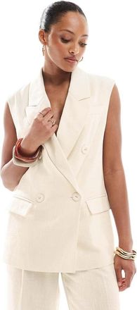 4th & Reckless Gilet sartoriale taglio lungo senza maniche color giallo crema in coordinato