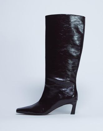 Topshop Tanya - Stivali al ginocchio a punta color cioccolato scuro-Marrone