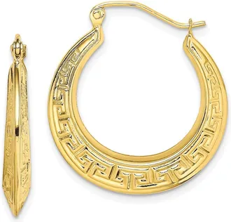 Diamond2Deal 10k Yellow Gold Polished Hollow Greek Key Hoop Earrings