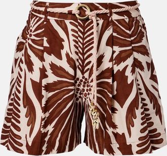 Poupette St Barth Chantal printed belted cotton shorts