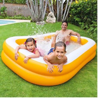 Trade Shop Trade Shop - Piscina Gonfiabile Family Mandarin 229 X 147 X 43 Cm 2 Anelli Arancione