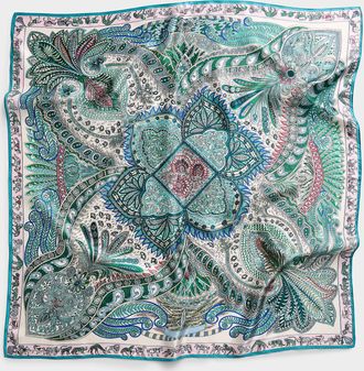 Simons Womens Pure silk pastel paisley scarf