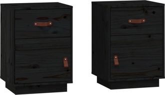 vidaXL Vidaxl - Bedside Cabinets 2 pcs Black 40x34x55 cm Solid Wood Pine