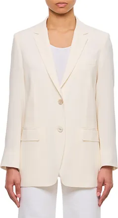 Alberto Biani Slim Fit White Blazer With Pointed Lapels And Flap Pockets