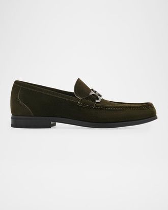 Ferragamo Men & apos;s Grandioso Suede Gancio-Bit Loafers