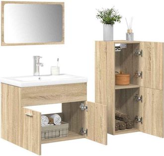 vidaXL Juego De Muebles De Ba&ntilde;o 4 Pzas Contrachapada Roble Sonoma Vidaxl