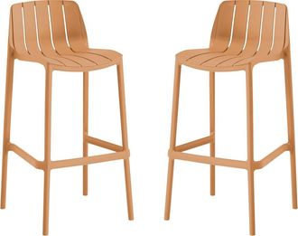 Habitat et Jardin Lote De 2 Sillas Altas De Jard&iacute;n Apilables <> - Naranja