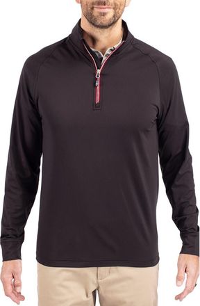 Cutter & Buck Adapt Knit Quarter Zip Pullover in Black/red at Nordstrom, Size 3Xlt
