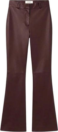 Arma Lucia Leren Flare Broek - Dames - Broeken - Bruin - Maat: S Zijde