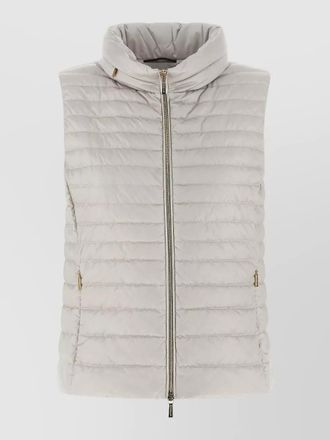 Moorer villan high collar padded zip vest