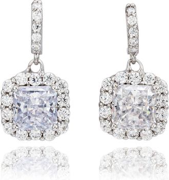 Suzy Levian Asscher Cut White Cubic Zirconia Drop Earrings at Nordstrom Rack