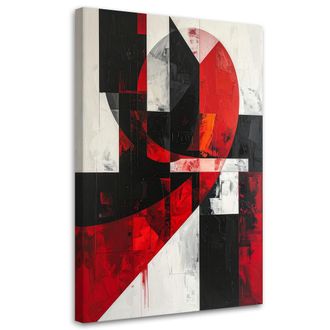 Feeby Cuadro En Lienzo, Abstracci&oacute;n Geom&eacute;trica Rojo Gris, 80x120
