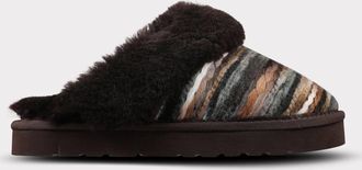 Lamofootwear Womens Lia Slip On Scuff Slipper In Chocolate/multi