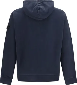 Stone Island Mens Hoodie With Zip Navy Blue Cotton Sweatshirts Sweater
