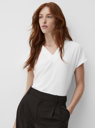 Contemporaine Womens Cap-sleeve flowy blouse