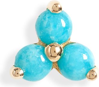 Maria Tash Trinity Turquoise Threaded Stud Earring in Yellow Gold at Nordstrom