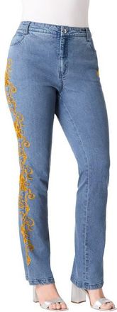 Roaman's Plus Size Whitney Jean with Invisible Stretch in Gold Swirl Embroidery at Nordstrom, Size 30