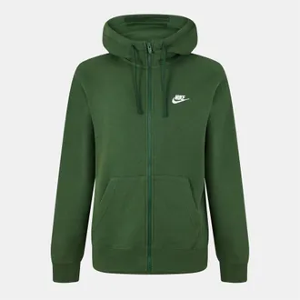 Nike Heren-sportkleding: Club-hoodie met doorlopende ritssluiting (Groen, Wit)