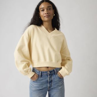 Levi's Vintage V Neck Sweatshirt - Womens - XS - Orange / Rutabaga Garment Dye