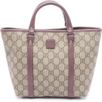 Gucci Beige Purple Gg Supreme Handbag Tote Bag (Pre-Owned)