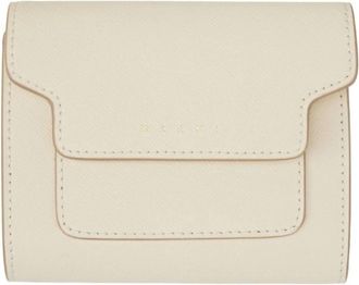Marni Womens Saffiano Leather Trifold Wallet In Off-White