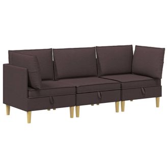 vidaXL Juego De Sof&aacute; Modular Con Almacenamiento 3 Pcs Marr&oacute;n Oscuro Vidaxl