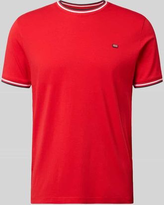 Christian Berg T-Shirt mit Kontraststreifen und Rundhalsausschnitt in Rot, Gr&ouml;&szlig;e 3XL