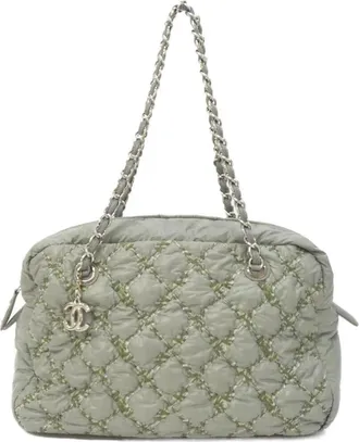 Chanel Gray Nylon Shoulder Bag (Pre-Owned)