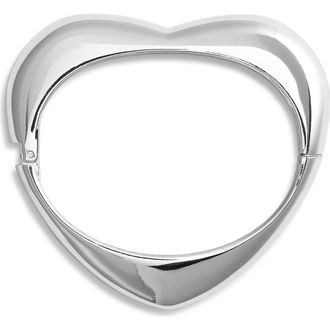 Nordstrom Puffy Heart Hinge Bracelet in Silver at Nordstrom