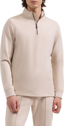 Bugatchi Soft Touch Quarter Zip Sweatshirt in Almond at Nordstrom, Size Xxx-Large