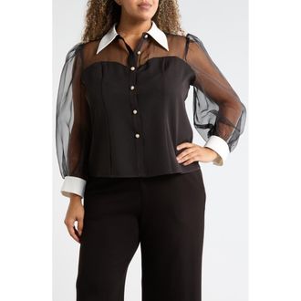 By Design Carlita Top in Black/White at Nordstrom Rack, Size 1X