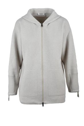 PANICALE Wool Silk Cashmere Zip Cardigan - Beige