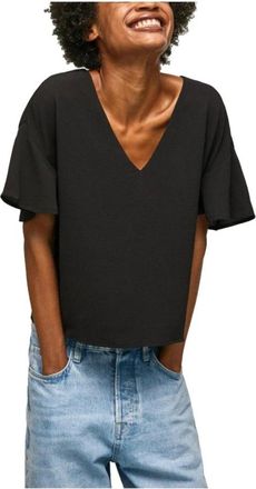 Pepe Jeans London T-Shirts, female, Black, Size: XS Elegant Cotton Blend Blouse