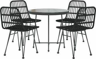 vidaXL Vidaxl - Juego De Comedor De Jard&iacute;n 5 Piezas Rat&aacute;n Sint&eacute;tico Negro