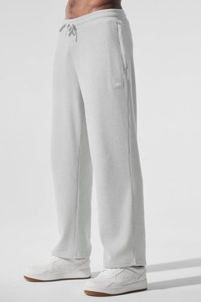 Alo | Elevate Waffle Straight Leg Pants in Athletic Heather Grey, Size: 2XL