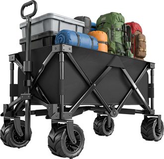 OEM Carro De Playa Plegable Con Ruedas Delanteras Giratorias 360&deg; Y Asa Telesc&oacute;pica 108x55x55 Cm Negro
