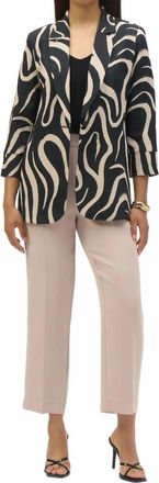 Joseph Ribkoff Abstract Print Blazer Jacket In Black/parchment