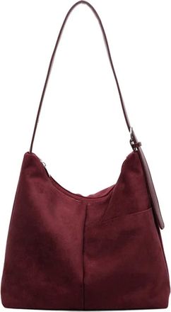 Generic Versatile Crossbody Bags Women Fashion Suede Large Capacity Shoulder Bag Trendy Tote Textured Casual Storage(Burgundy)