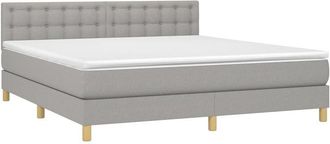 vidaXL Vidaxl - Cama Box Spring Con Colch&oacute;n Tela Y Led Gris Claro 160x200 Cm