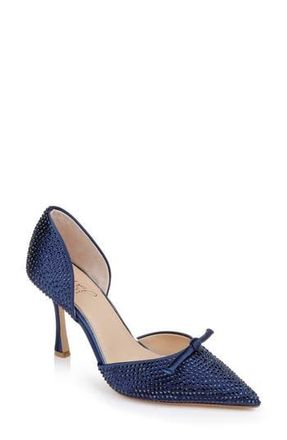 Badgley Mischka Terresa dOrsay Pointed Toe Pump in Navy Satin at Nordstrom Rack, Size 6