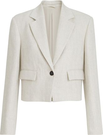 Brunello Cucinelli Chevron cropped blazer in Beige at Nordstrom, Size 36 It